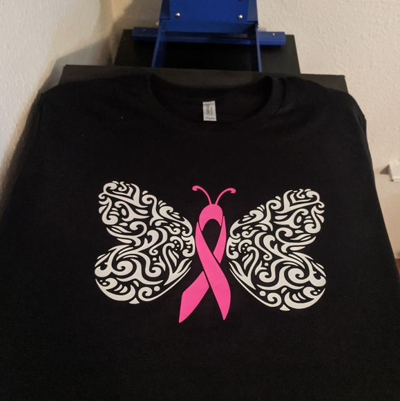 Ladies Butterfly Cancer Tee - Picture 1 of 1